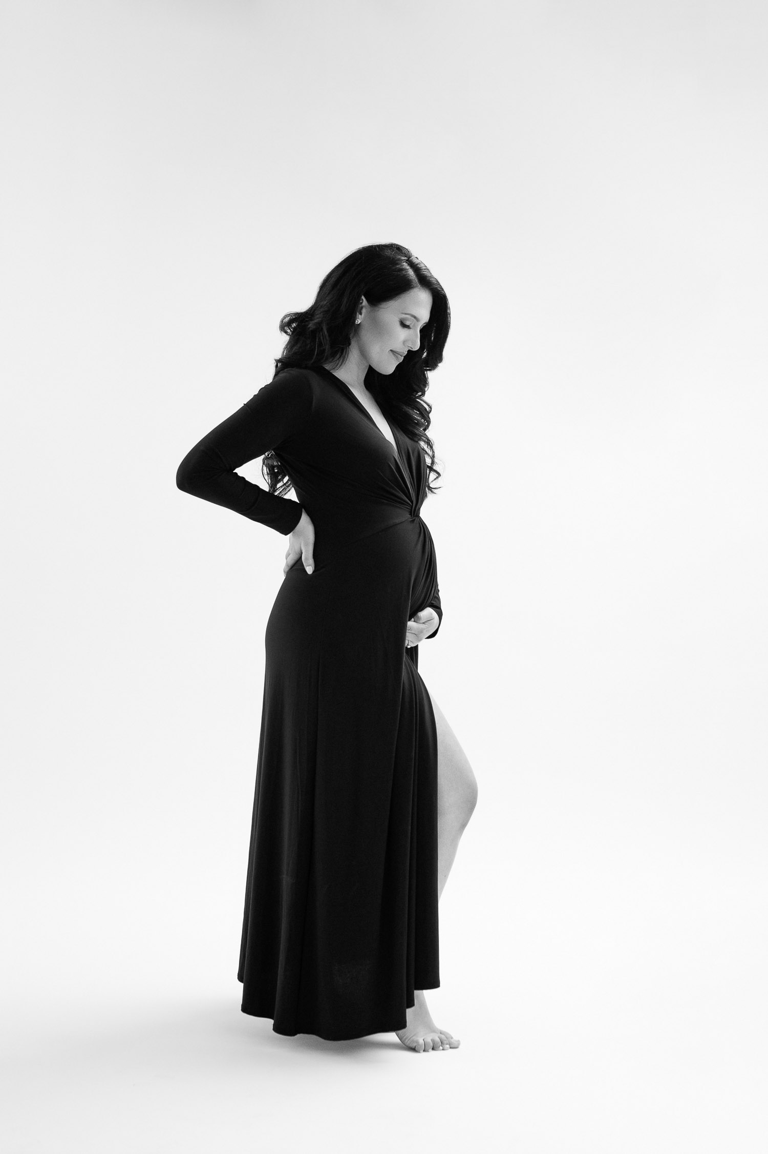 Black and white maternity photography