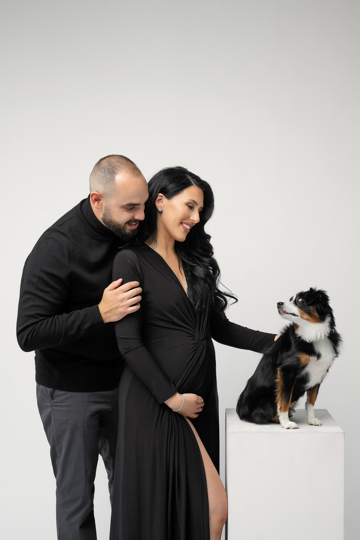 Family portrait photography with a dog