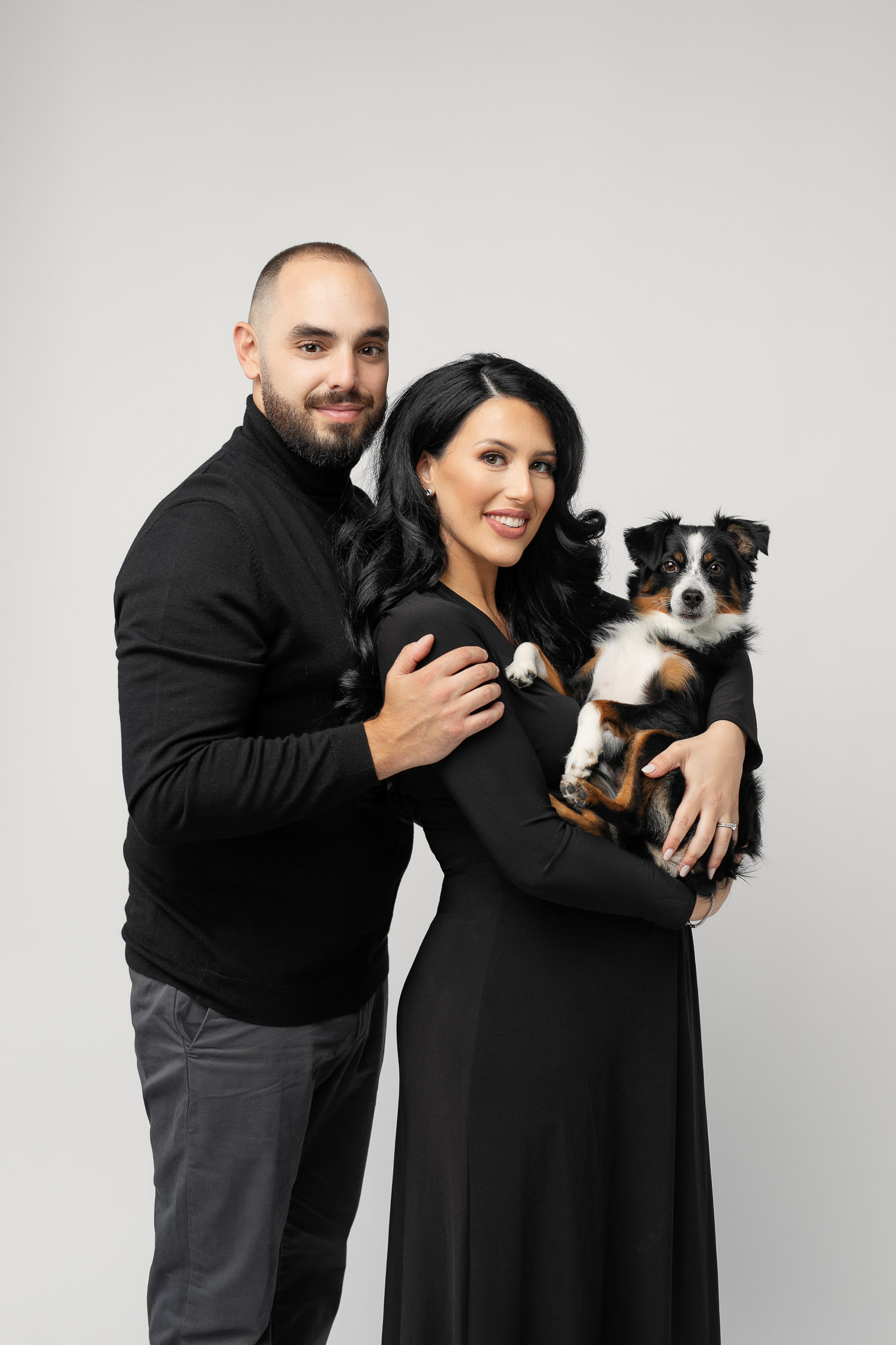 Family portrait photography with a dog